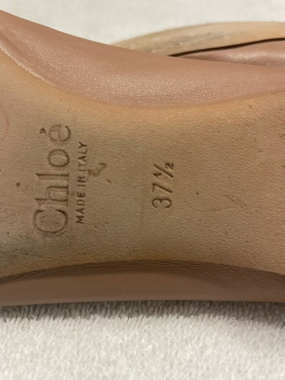 Chloe Lauren Scalloped Leather Ballerina Flats Tan Cream Womens 37.5 US 7.5 - Picture 4 of 7